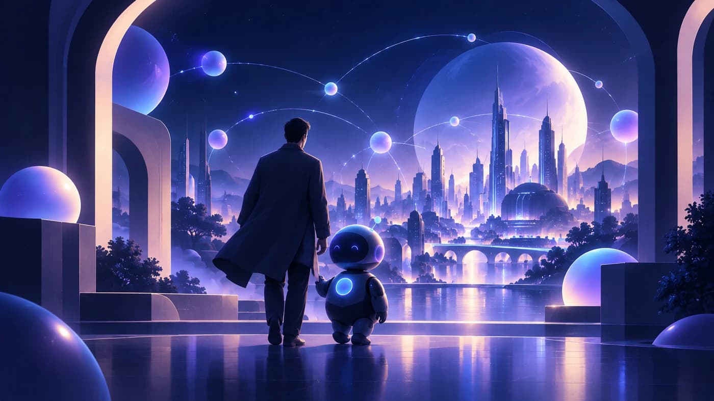 A Human and AI Agent meeting across a shared public signal